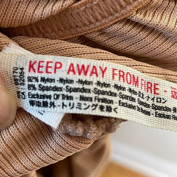 INTIMATELY FREE PEOPLE on your side tan ribbed ruched bodysuit size xs - Picture 8 of 9